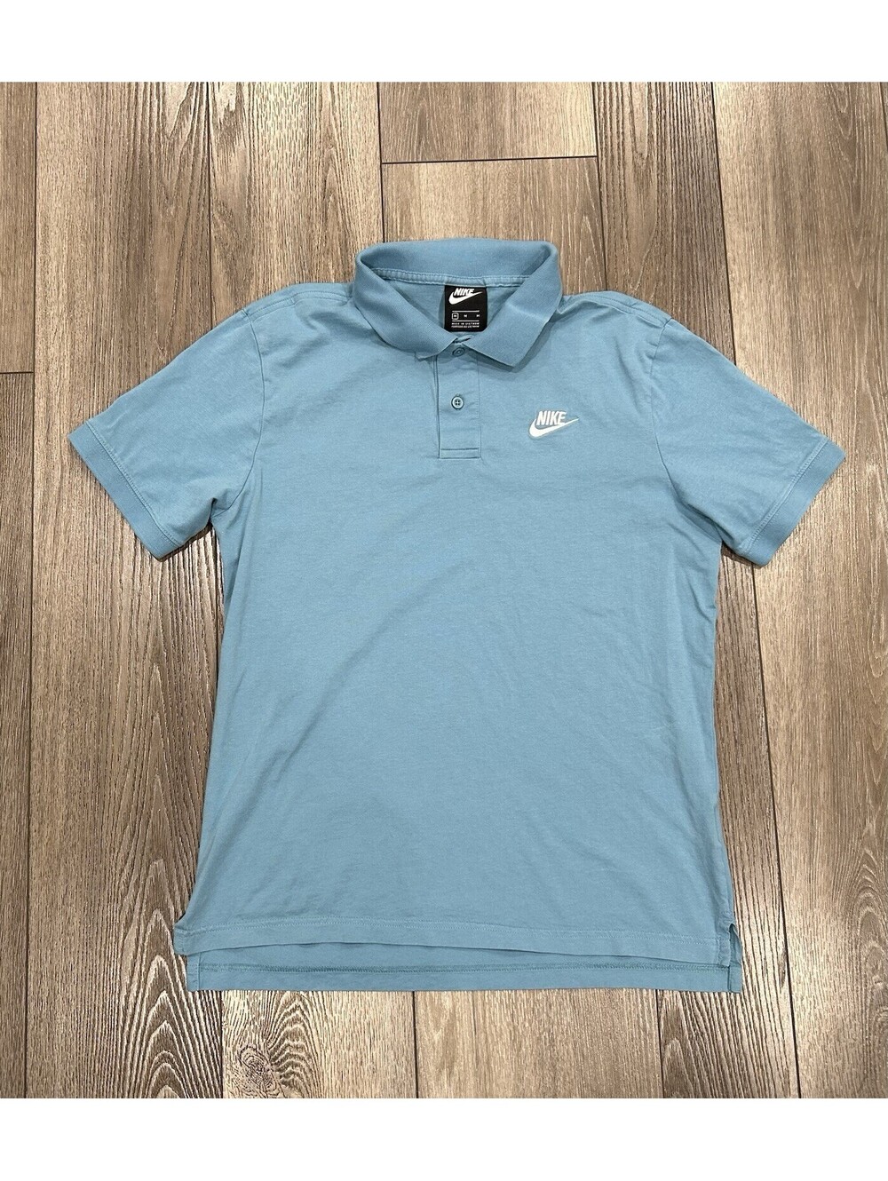 Vintage Nike Polo Blue Shirt Men's Medium Golf Short Sleeve